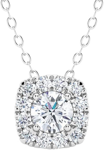 Soft Square Round Lab Grown Diamond Pendant Halo 1.00 carat.