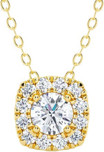 Soft Square Round Lab Grown Diamond Pendant Halo 0.50 carat.