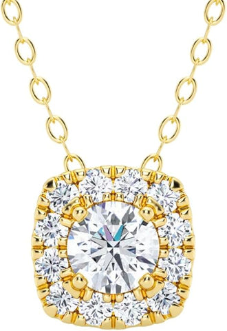 Soft Square Round Lab Grown Diamond Pendant Halo 0.50 carat.