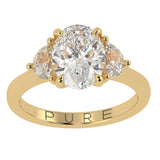 Timeless Elegance: Oval Cut Diamond Ring with Half Moon Side Stones