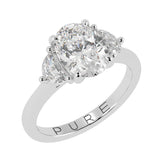Timeless Elegance: Oval Cut Diamond Ring with Half Moon Side Stones