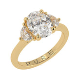 Timeless Elegance: Oval Cut Diamond Ring with Half Moon Side Stones