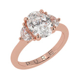 Timeless Elegance: Oval Cut Diamond Ring with Half Moon Side Stones
