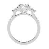 Timeless Elegance: Oval Cut Diamond Ring with Half Moon Side Stones