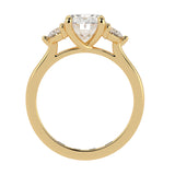 Timeless Elegance: Oval Cut Diamond Ring with Half Moon Side Stones