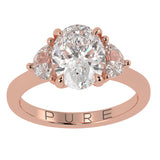 Timeless Elegance: Oval Cut Diamond Ring with Half Moon Side Stones