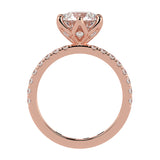 Round Cut Diamond Engagement Ring with Unique Petal Setting