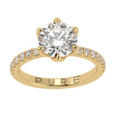 Round Cut Diamond Engagement Ring with Unique Petal Setting