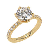 Round Cut Diamond Engagement Ring with Unique Petal Setting