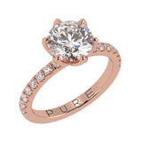 Round Cut Diamond Engagement Ring with Unique Petal Setting