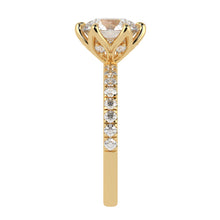 Round Cut Diamond Engagement Ring with Unique Petal Setting