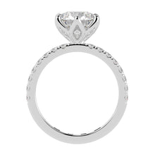 Round Cut Diamond Engagement Ring with Unique Petal Setting