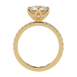 Round Cut Diamond Engagement Ring with Unique Petal Setting