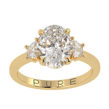 Two-Tone Oval Cut Diamond Three Stone Engagement Ring