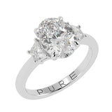 Two-Tone Oval Cut Diamond Three Stone Engagement Ring