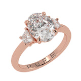 Two-Tone Oval Cut Diamond Three Stone Engagement Ring