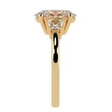 Two-Tone Oval Cut Diamond Three Stone Engagement Ring