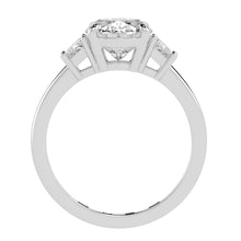 Two-Tone Oval Cut Diamond Three Stone Engagement Ring