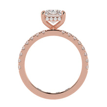 Perfect Hidden Halo Radiant Cut, French Cut Pavé sides, Polished Prongs