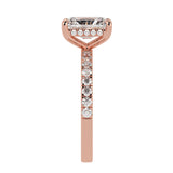 Perfect Hidden Halo Radiant Cut, French Cut Pavé sides, Polished Prongs