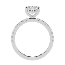 Perfect Hidden Halo Radiant Cut, French Cut Pavé sides, Polished Prongs