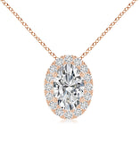 Perfect Oval Lab Grown Diamond Pendant Halo 1.00 carat.