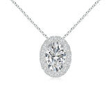 Perfect Oval Lab Grown Diamond Pendant Halo 0.75 carat.