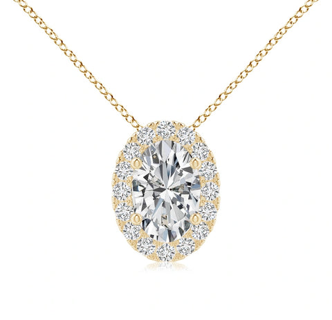 Perfect Oval Lab Grown Diamond Pendant Halo 0.75 carat.