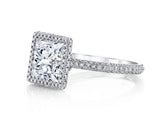 Princess Cut Diamond Halo Three Row Pavé