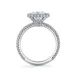 Princess Cut Diamond Halo Three Row Pavé