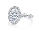 Oval Cut Diamond Halo Three Row Pavé