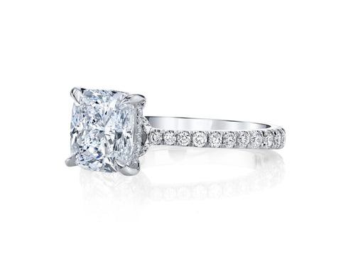 Hidden Halo Cushion Brilliant Cut French Cut Pavè