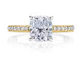 Two-Tone Cushion Cut Diamond Engagement Ring