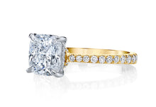 Two-Tone Cushion Cut Diamond Engagement Ring
