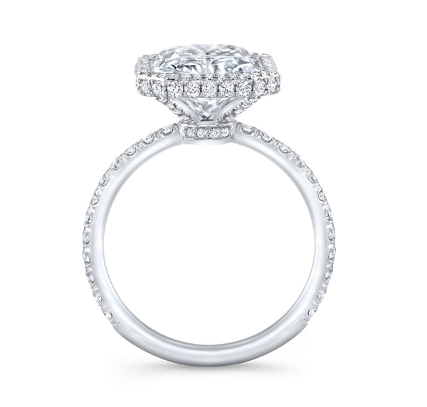 Radiant Cut Diamond Halo Three Row Pavé