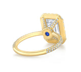 Emerald Cut Diamond Halo Three Row Pavé