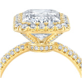 Emerald Cut Diamond Halo Three Row Pavé
