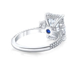 Emerald Three Stone Diamond Three Row Pavé Ring