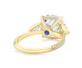 Cushion Three Stone Diamond Three Row Pavé