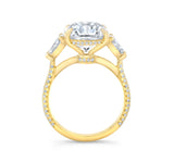 Cushion Three Stone Diamond Three Row Pavé