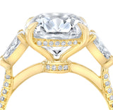 Cushion Three Stone Diamond Three Row Pavé