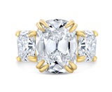 Three stone cushion cut diamond engagement ring
