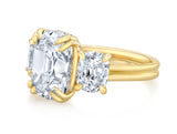 Three stone cushion cut diamond engagement ring