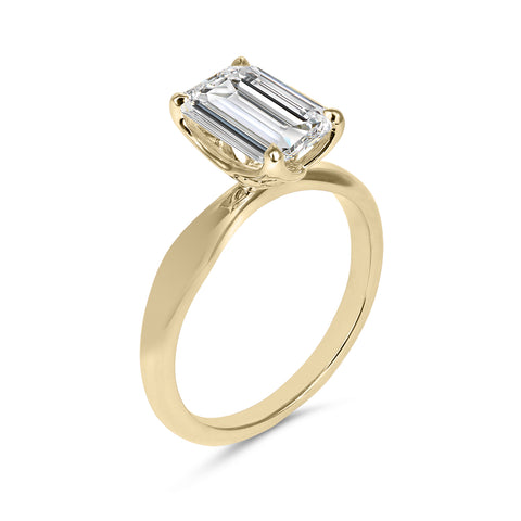 Clarity Diamond™ Angle Signature Emerald Diamond Solitaire Engagement Ring