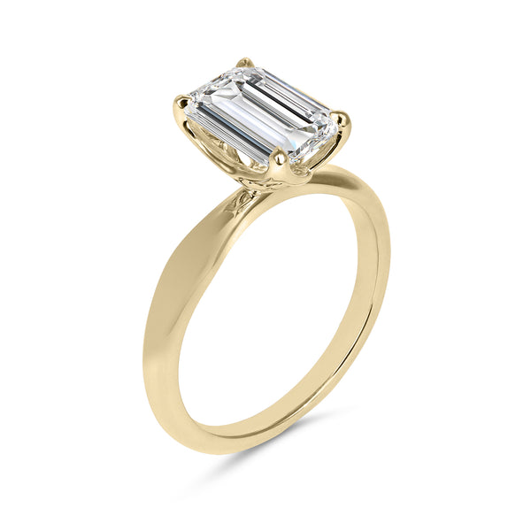 Clarity Diamond™ Angle Signature Emerald Diamond Solitaire Engagement Ring