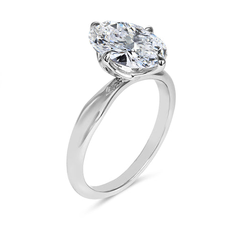 Clarity Diamond™ Angle Signature Oval Diamond Solitaire Engagement Ring