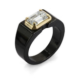 Clarity Diamond™ Emerald Diamond Black Ceramic Ring
