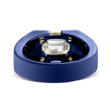 Clarity Diamond™ Emerald Diamond Blue Ceramic Ring