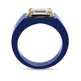 Clarity Diamond™ Emerald Diamond Blue Ceramic Ring