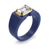 Clarity Diamond™ Emerald Diamond Blue Ceramic Ring